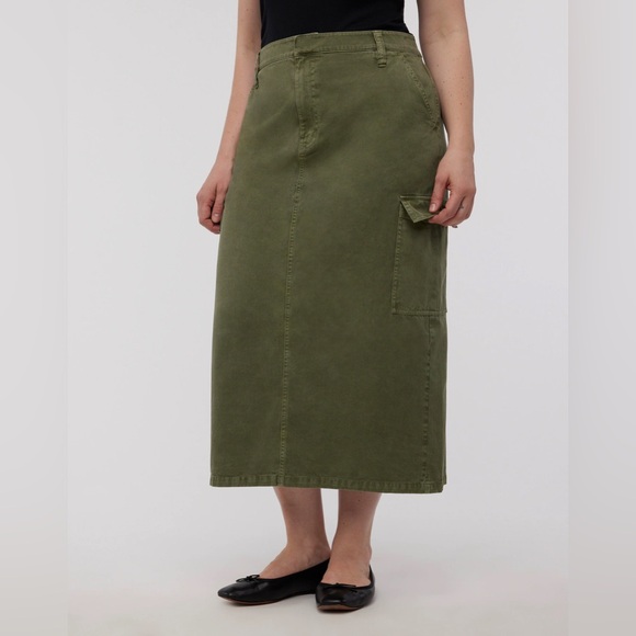 NWT Madewell Garment-Dyed Cargo Midi Skirt - 25 - Olive Green - Picture 4 of 9
